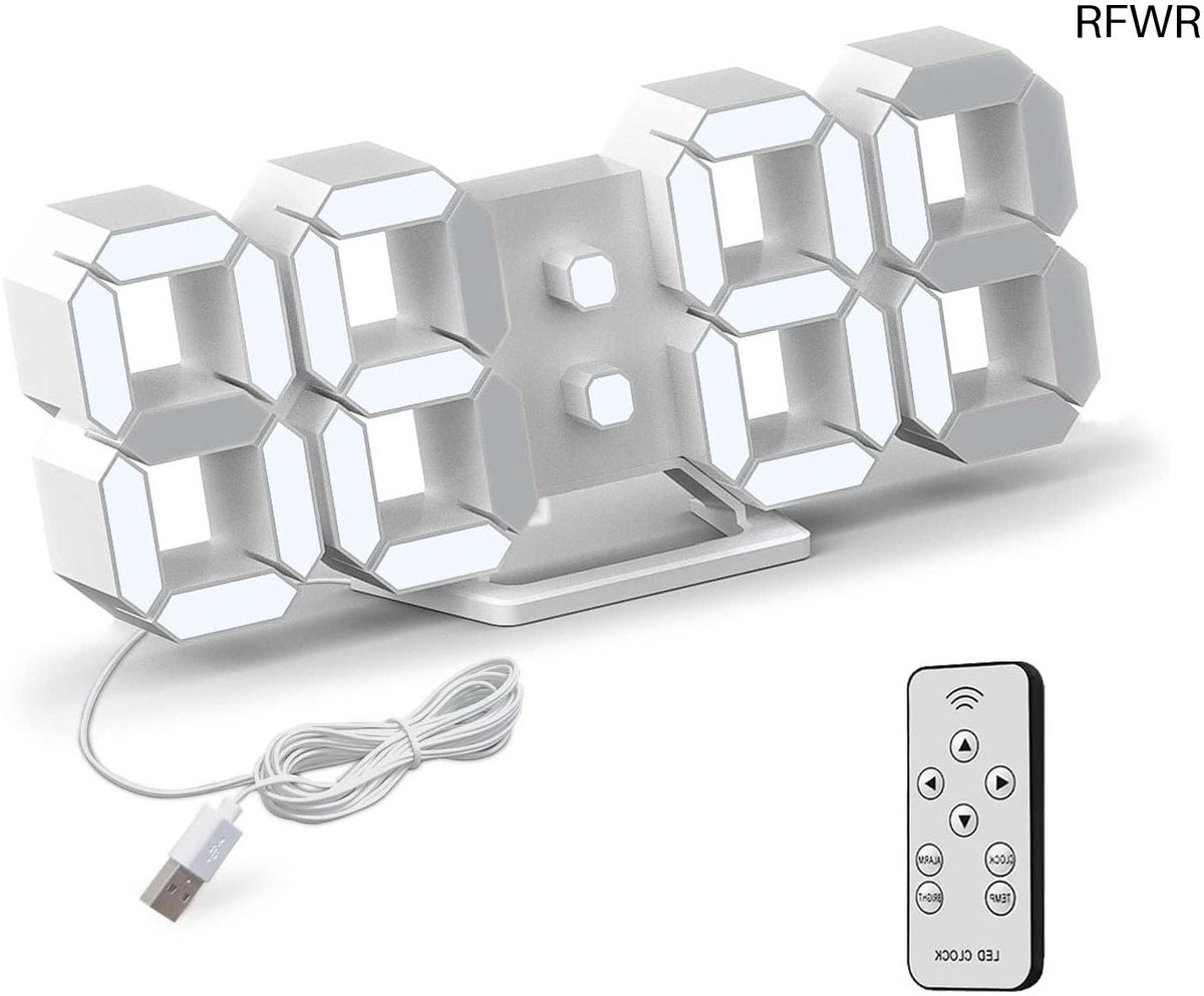 Digitale Wekker - Wandklok Tafelklok - Tijdweergave - Automatische Helderheid - 25 cm - Wit