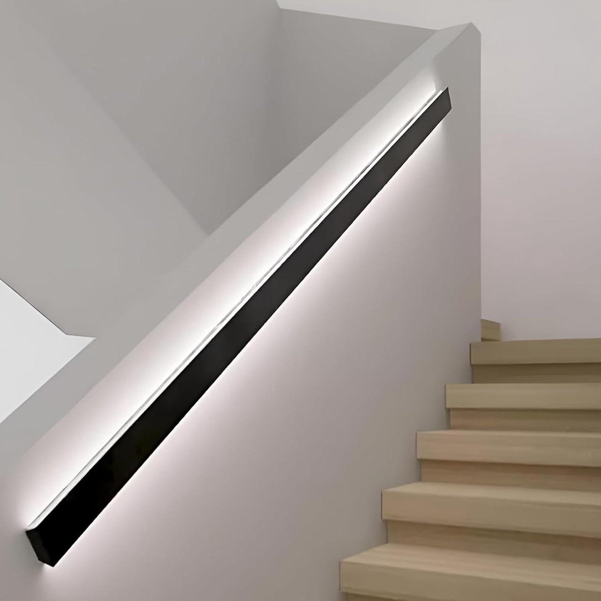 Wandmontage Trapleuning - Veiligheidsgreep Verlichting - Veilig Lopen - Geïntegreerde Sensor - 100/150/200cm - Zwart