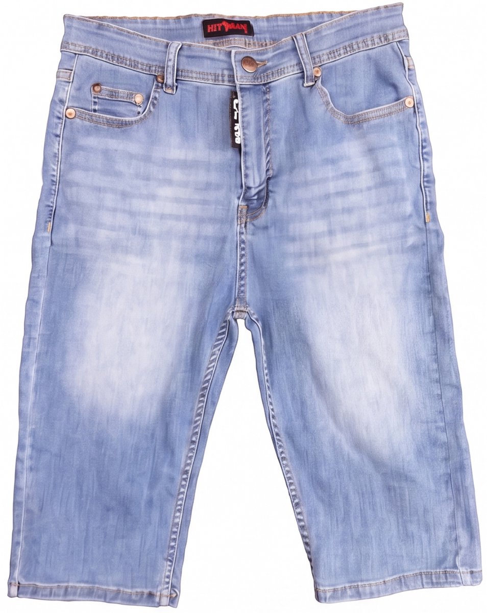 Hitman Korte Broek Heren - Extra Stretch - Met Zakken – Jeans Bermuda Heren – Short Heren – Hemel Blauw – Maat 30