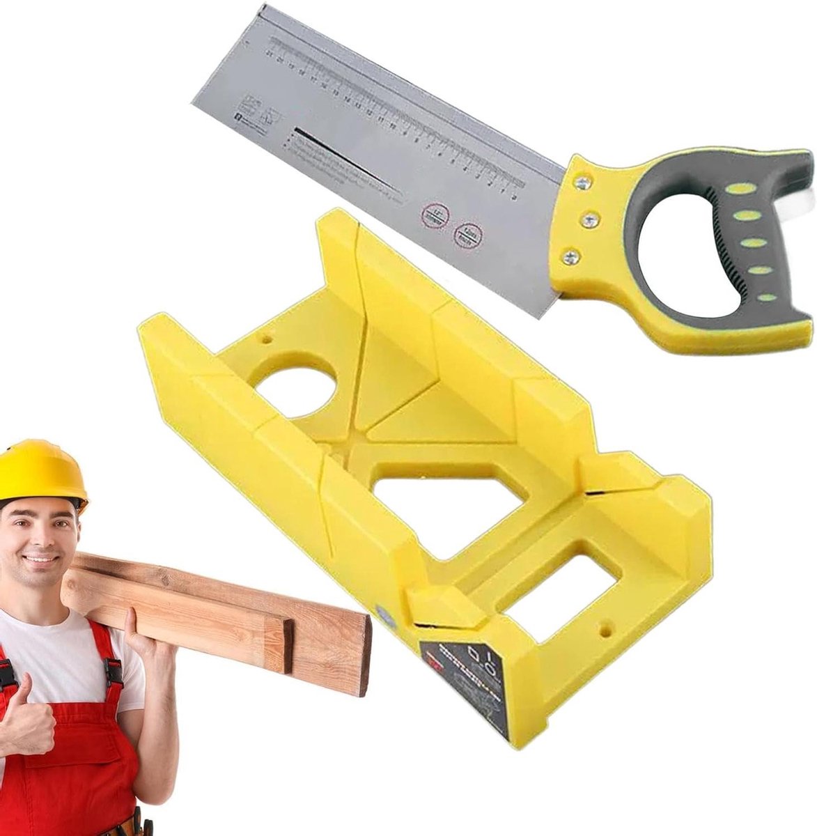 Verstekbak en zaagset - Hoekzaag gereedschap - Nauwkeurig hout zagen - Flexibele hoekgeleiding - 45x30x10 cm - Grijs