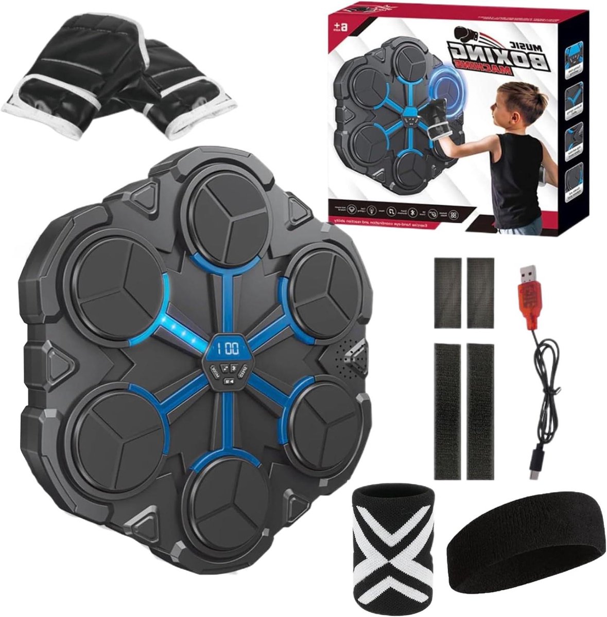 Muziek Boksmachine - Fitness Apparaat - Reactietraining Thuis - Ritme Gesynchroniseerde Verlichting - 22 x 21 x 3 cm
