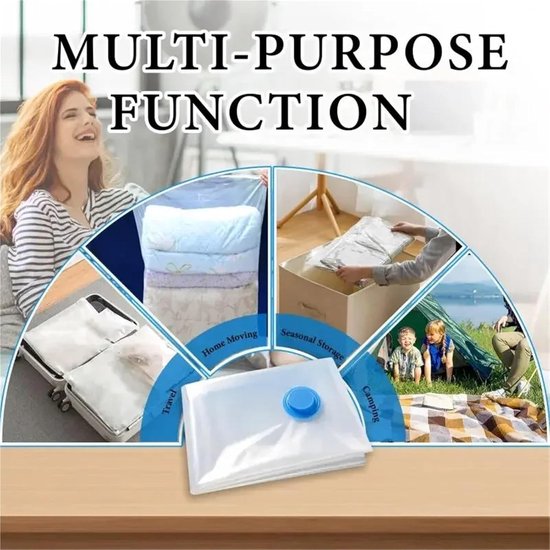 Compressiezakken Kleding - Vacuümzakken Opbergzakken - Ruimte Besparen - Inclusief Pomp - 50x70 cm - Transparant — afbeelding 2