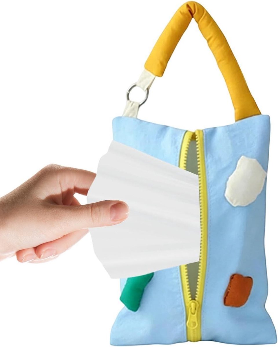 Papieren Zakdoekjes Houder - Servet Organizer - Auto Interieur - Gemakkelijk Bijvullen - 23x17x5 cm - Blauw