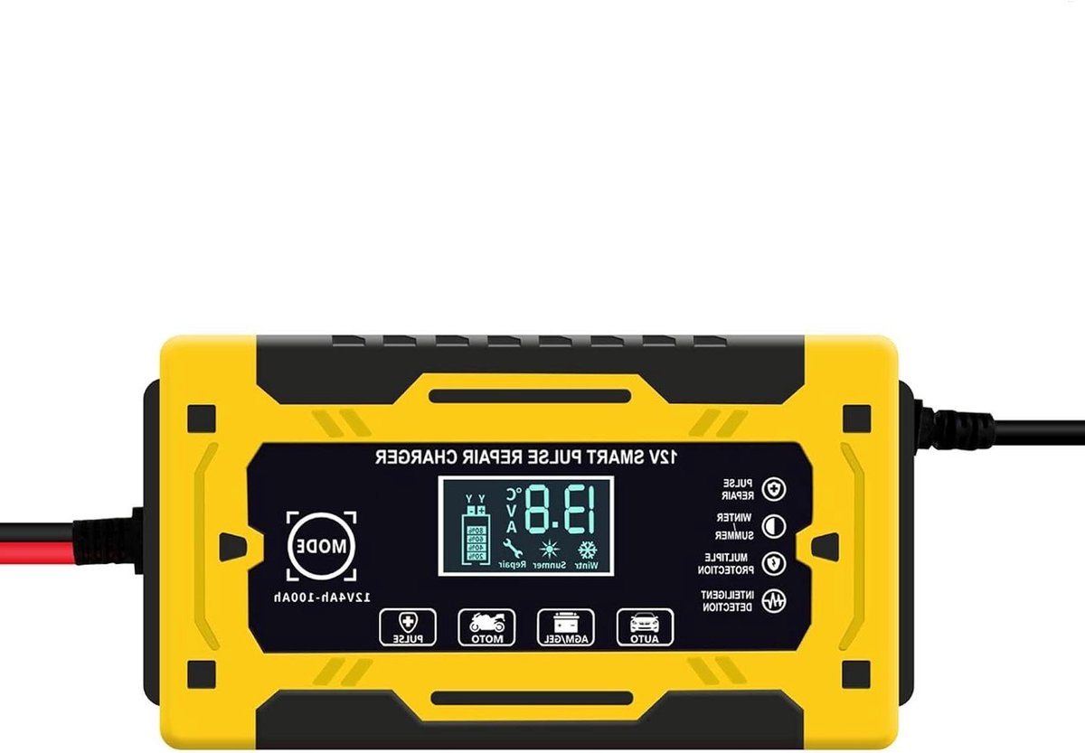 Acculader 12v - Slimme Batterijlader - Accu Onderhoud - Intelligente Pulse Reparatie - 6A - Zwart