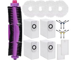 15-delig accessoireset - voor Eureka J12 Ultra stofzuigerrobot en Voor Midea V12 - met 1 hoofdborstel, 4 veegdoeken, 2 HEPA-filters, 2 stofzakken, 4 zijborstels