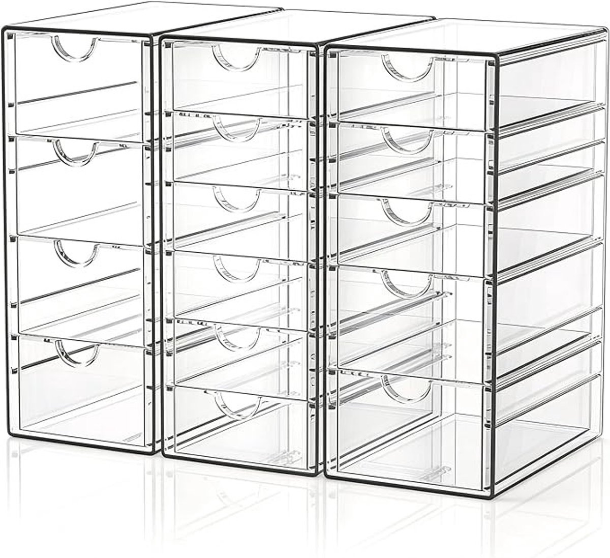 Doorzichtige make-up organizer met 15 laden - 3-delige set