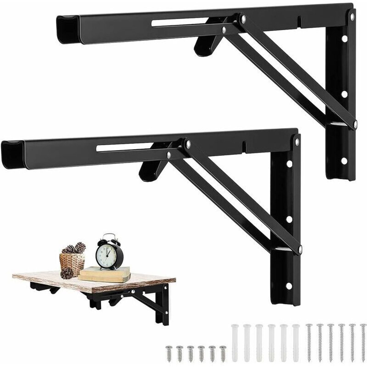 Opklapbare muurbeugel 400x170mm Zwart zwaar uitgevoerd