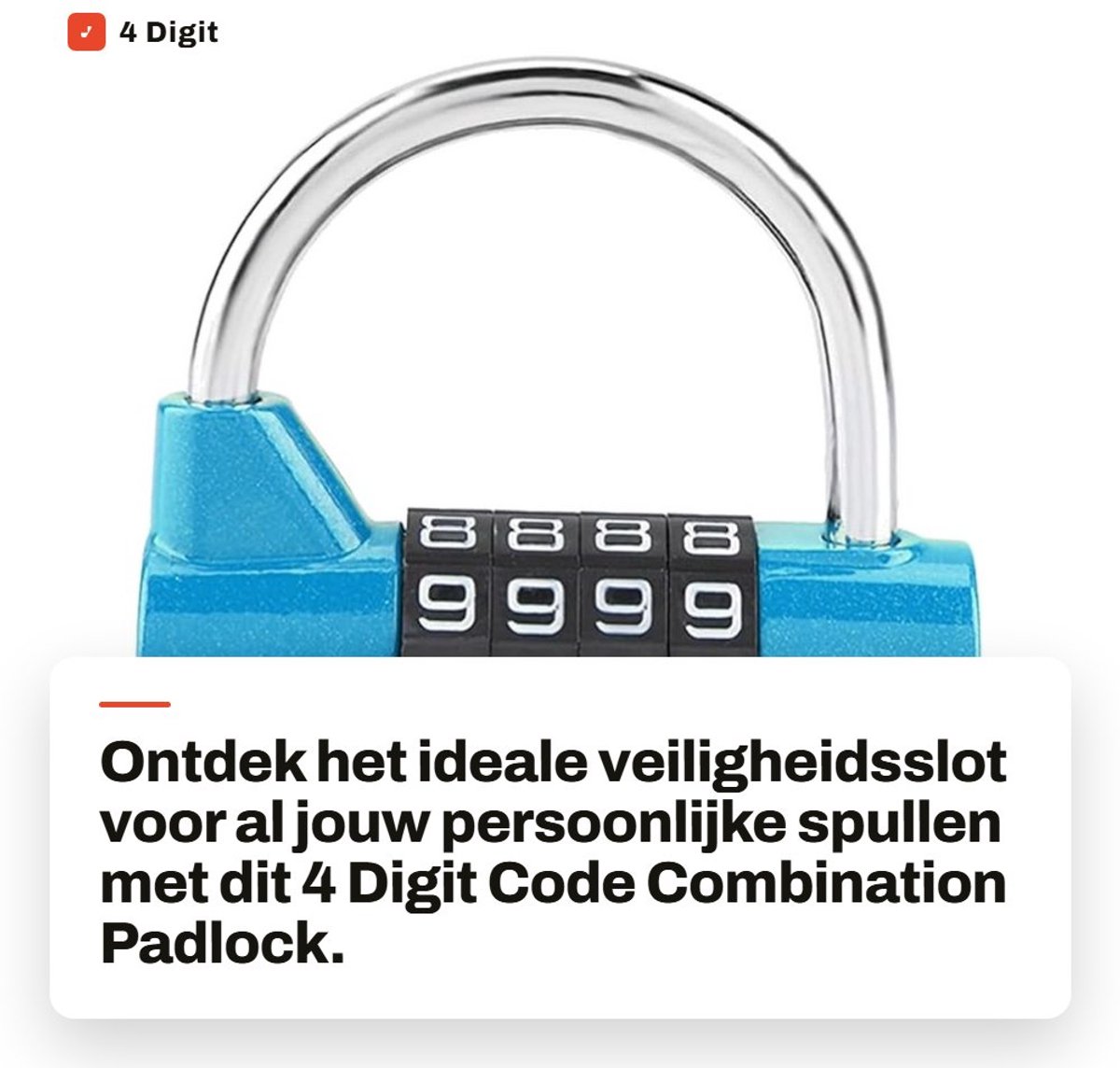 Dailygoods- Cijferslot 4 Cijfers - Veiligheidsslot - Lock voor Lockers - Geschikt voor Binnen/Buiten - Duurzaam - 10.000 Combinaties - Slot