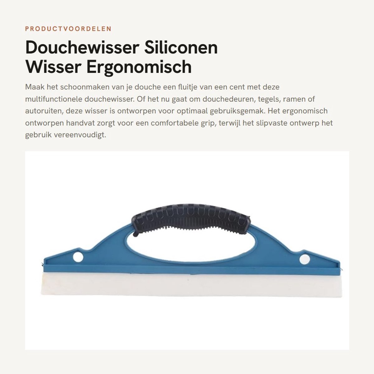 Dailygoods- Douchewisser siliconen - Antiroest - Ergonomisch handvat - Multifunctioneel - Slipvast - Glad reinigen zonder strepen - Raamwisser