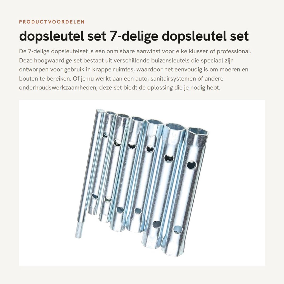 Dailygoods- Steeksleutelset 7-delig - Professionele Gereedschapset - Voor Auto Reparatie - Voor Loodgieterswerk - Verstevigd Tegen Roest - Ideaal Voor Moeilijk Bereikbare Plaatsen - Sleutelset