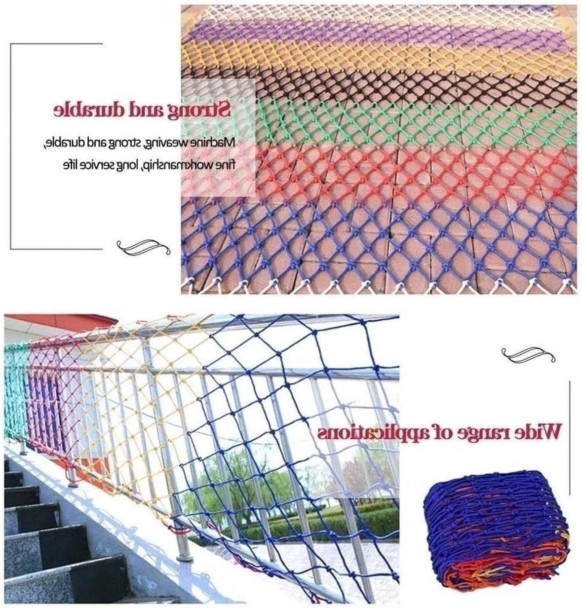 Veiligheidsnet - Valbeveiliging Net - Kinderen Beveiligen - Sterke Nylon Constructie - 1x3 Meter - Meerkleurig