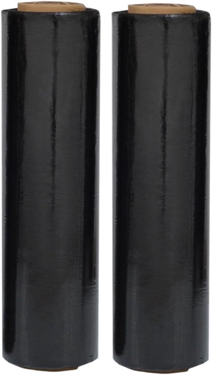 Bayli 2 Rolls - Stretch Film in Black - 500 mm x 250 m 23my - Pallet Film, Packaging Film, Moving Film for Safe Transportation - Tear-resistant, Flexible, Transparent, Ideal for Warehouse, Shipping,