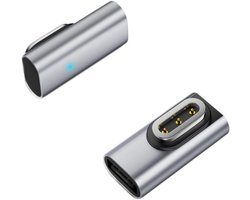 Magnetische oplaadadapter voor Rokid-bril - 5V/0,5A veilig snel opladen, aluminium behuizing met blauwe LED-indicator, bescherming tegen overspanning en kortsluiting (zilver)