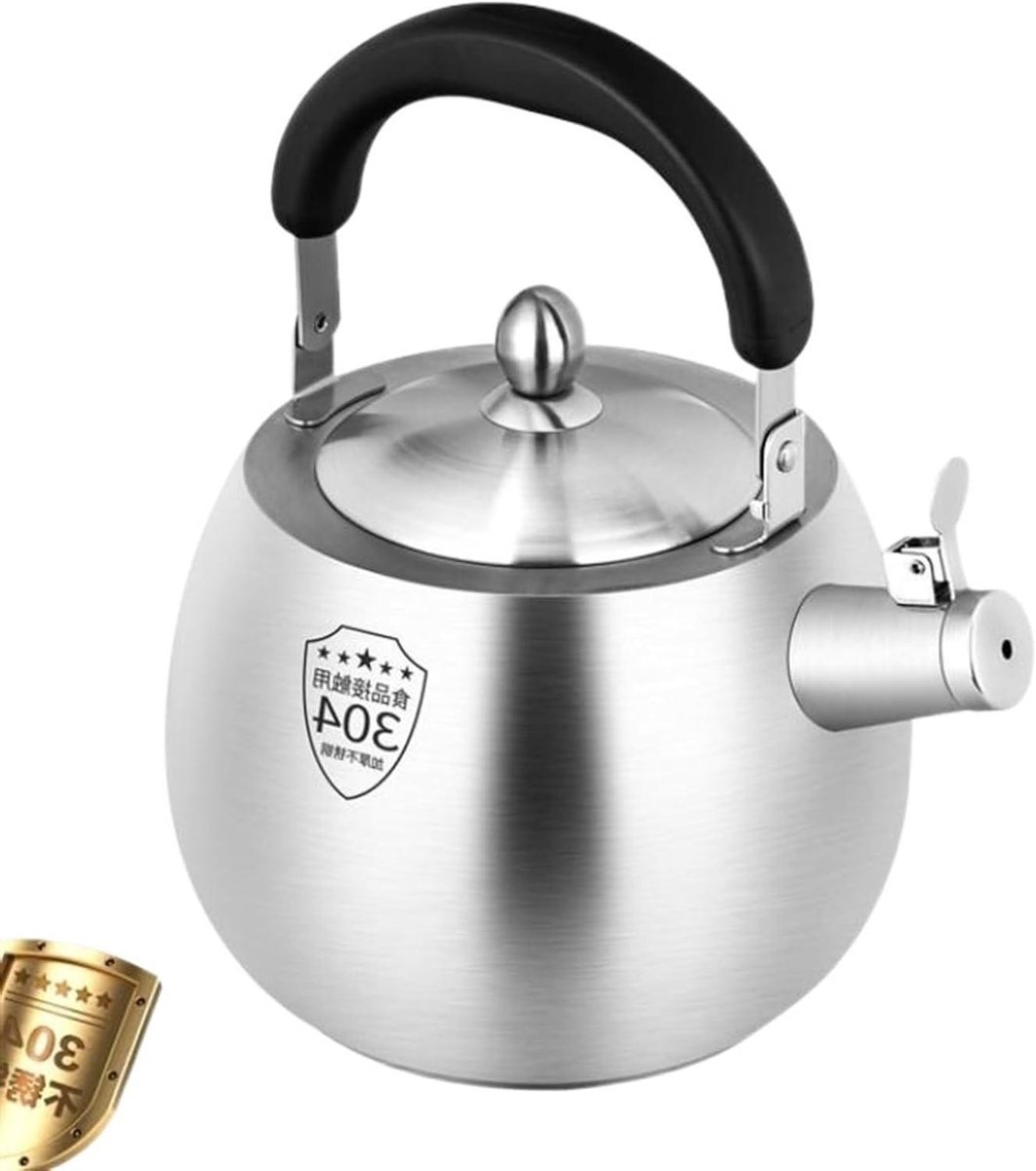 Waterkoker Met Fluitje - Theepot Universeel - Water Koken - Anti-broei Handvat - 3.5 Liter - Zilverkleurig