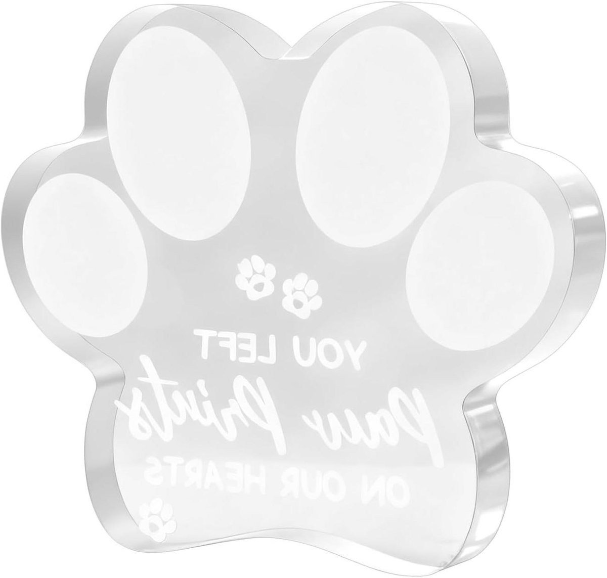 Honden Herdenkingscadeau - Aandenken Pootafdruk - Herinnering Huisdier - Helder Acryl - 10x10x1cm - Transparant