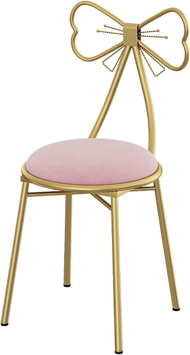 Kaptafelstoel - Make-up kruk Slaapkamerstoel - Snel Klaarmaken - Vlinder Vorm Rugleuning - 35 x 80 cm - Roze