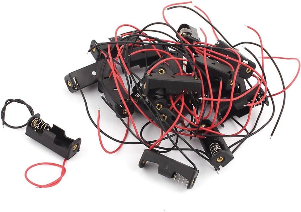 Batterijhouder - Accubak - Apparatuur Voeden - Veerbelast Ontwerp - 20 Stuks - Zwart Rood