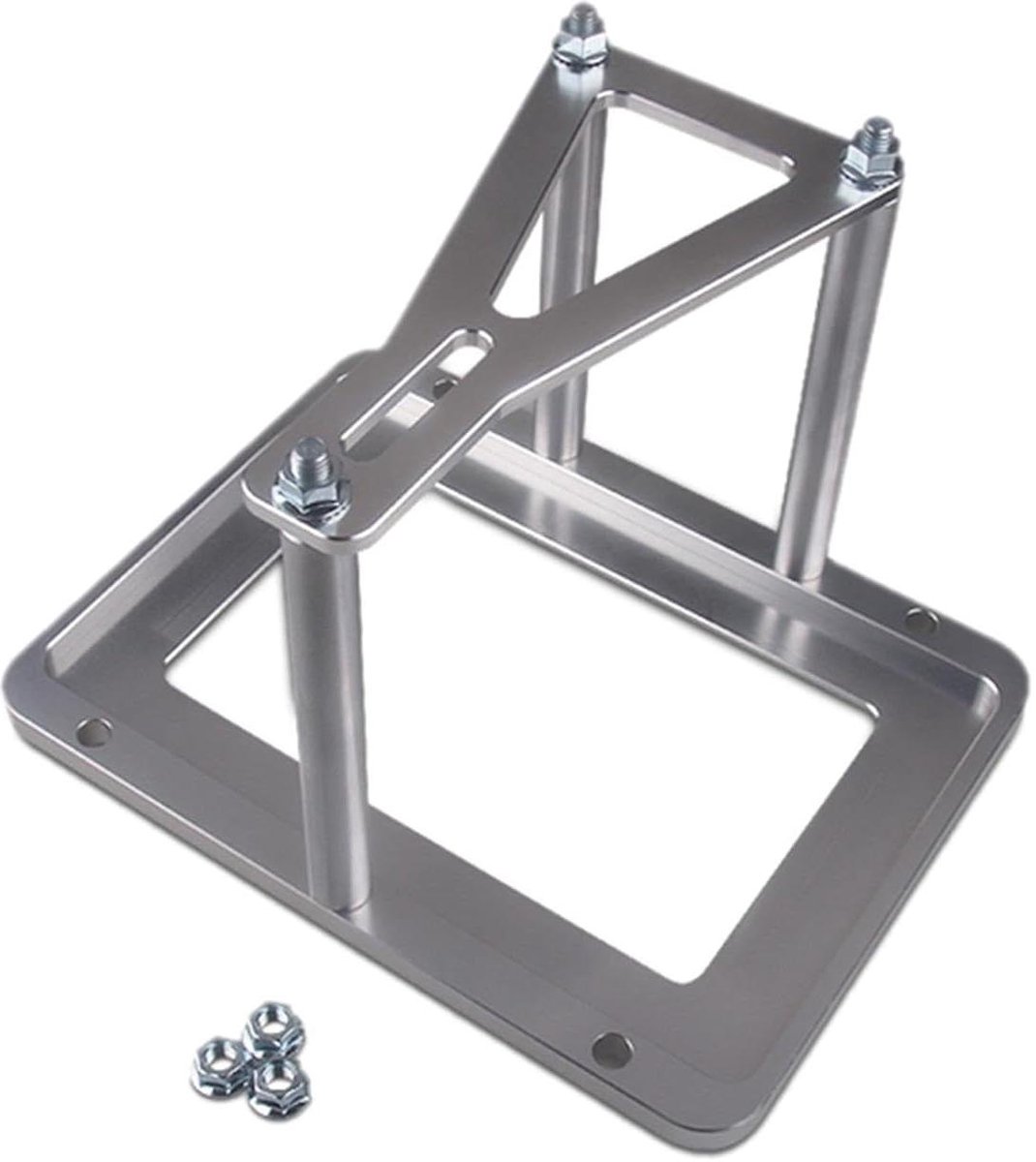 Universele Accubak - Aluminium Accuhouder - Voertuig Onderhoud - Massief Aluminium Constructie - 30 x 22 x 3 cm - Aluminium