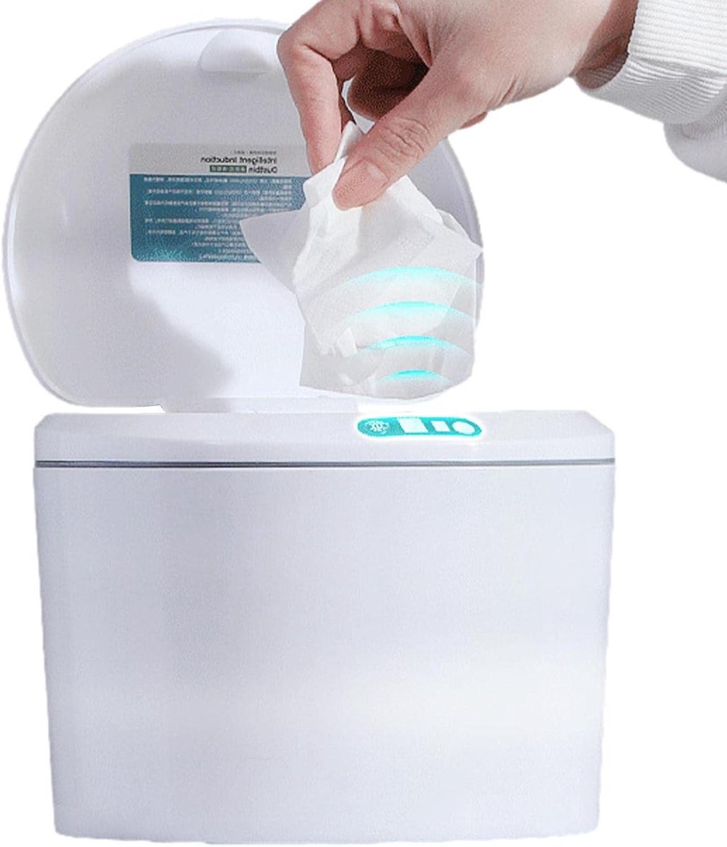 Slimme Prullenbak - Sensor Afvalbak - Ruimte Besparen - Contactloos Openen - 3 Liter - Wit