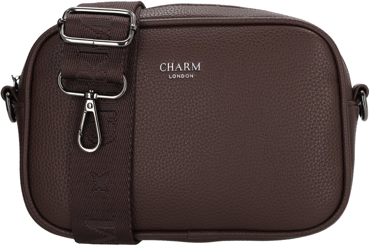 Charm London Mulberry Street Crossbodytas - Schoudertas - Brede Schouderband - Verstelbaar - Afneembaar - Ritssluiting - Damestas - Schoudertas - Donkerbruin