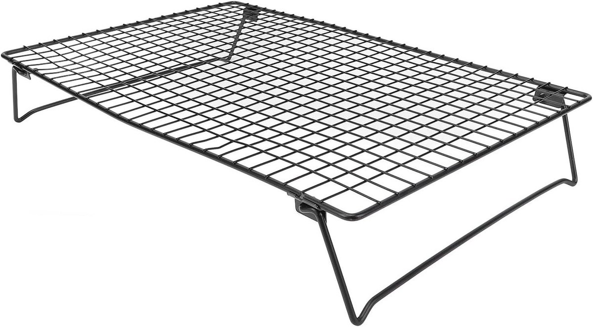 Koelrek Bakken Bakrek Oven Gelijkmatig Afkoelen Opvouwbaar Koolstofstaal 2 stuks 10x15 inch Zwart