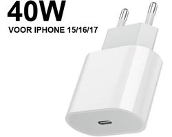 Apple iPhone 40W USB-C Oplader – Snellader geschikt voor iPhone 17 / 16 / 15 (Pro / Pro Max / Plus) – Power Delivery Adapter