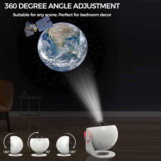 Sterren Projector - Nachtlamp Projector - Sfeerverlichting Kamer - 12 Films - 12.5 m² - Wit — afbeelding 4