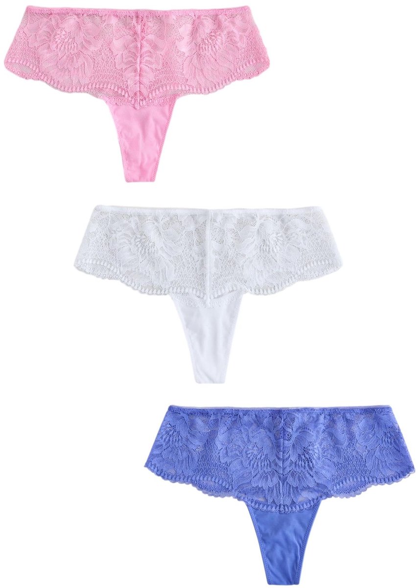 Next - Dames - Set van 3 kanten heupslips - Wit