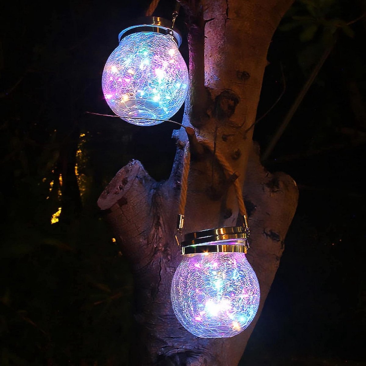 Gebarsten Glazen Zonnelantaarn - Buitenlamp Tuinlamp - Tuinfeesten Decoratie - Gebarsten G