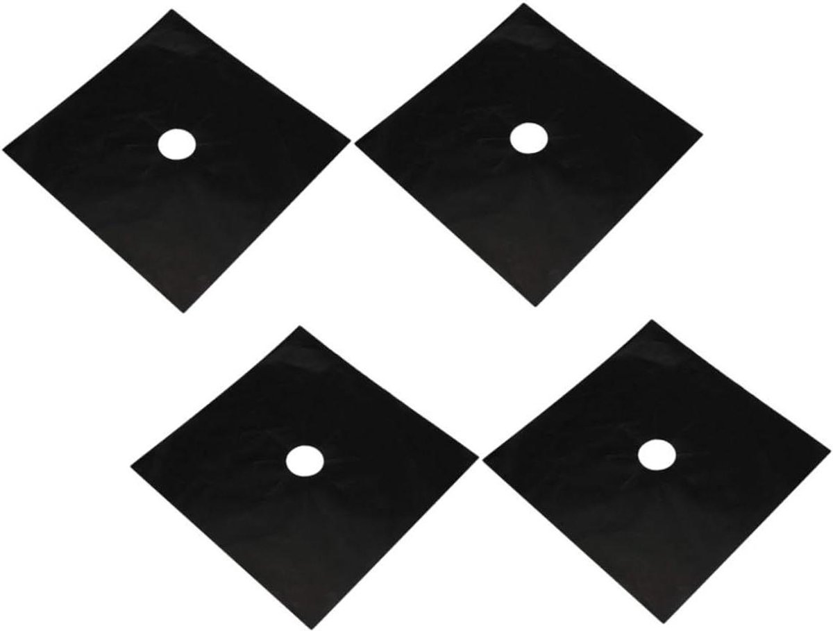 Gasfornuis Matten Kookplaat Beschermers Schoon Koken Hittebestendig Glasvezel 4 Stuks 27x27cm Zwart