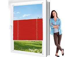 Plissé Gordijn - Vouwgordijn Hittebestendig - Zonwering Ramen - Geen Boren Montage - 20 x 160 cm - Rood