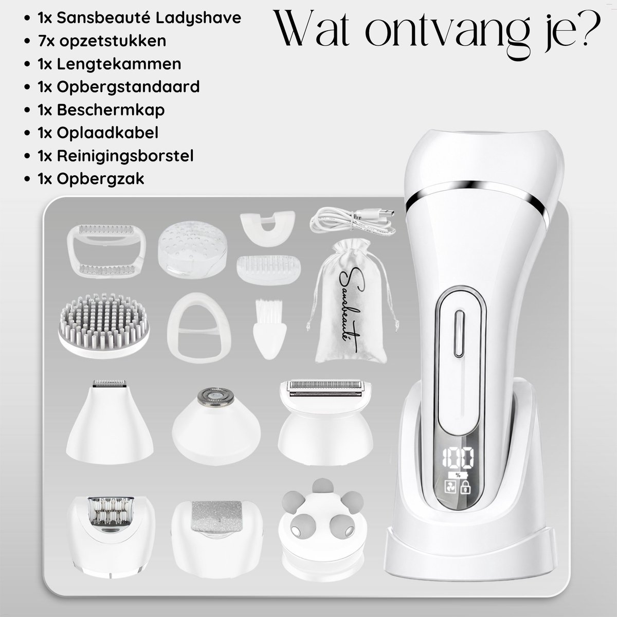 Sansbeauté® 7 in 1 Ladyshave voor Vrouwen - Gezicht - Oksels - Benen - Epilator - Trimmer voor Vrouwen & Dames - Bikinitrimmer Dames - Trimmer Vrouw Intiem - Scheerapparaat Vrouw thumbnail 5