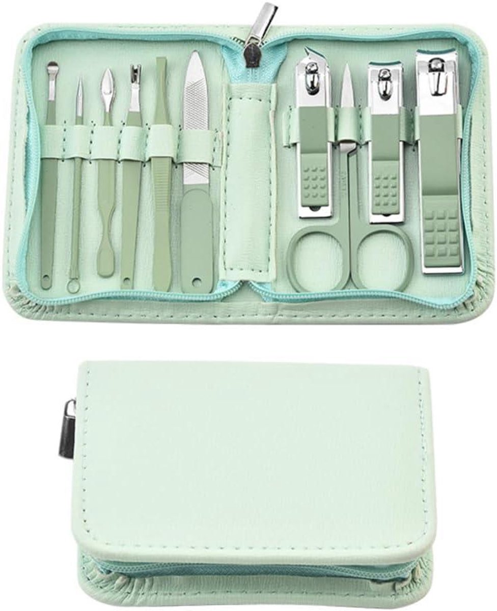 Manicure Set - Nagelverzorging Tools - Persoonlijke Verzorging - Roestvrij Staal - 10 Delig - Groen