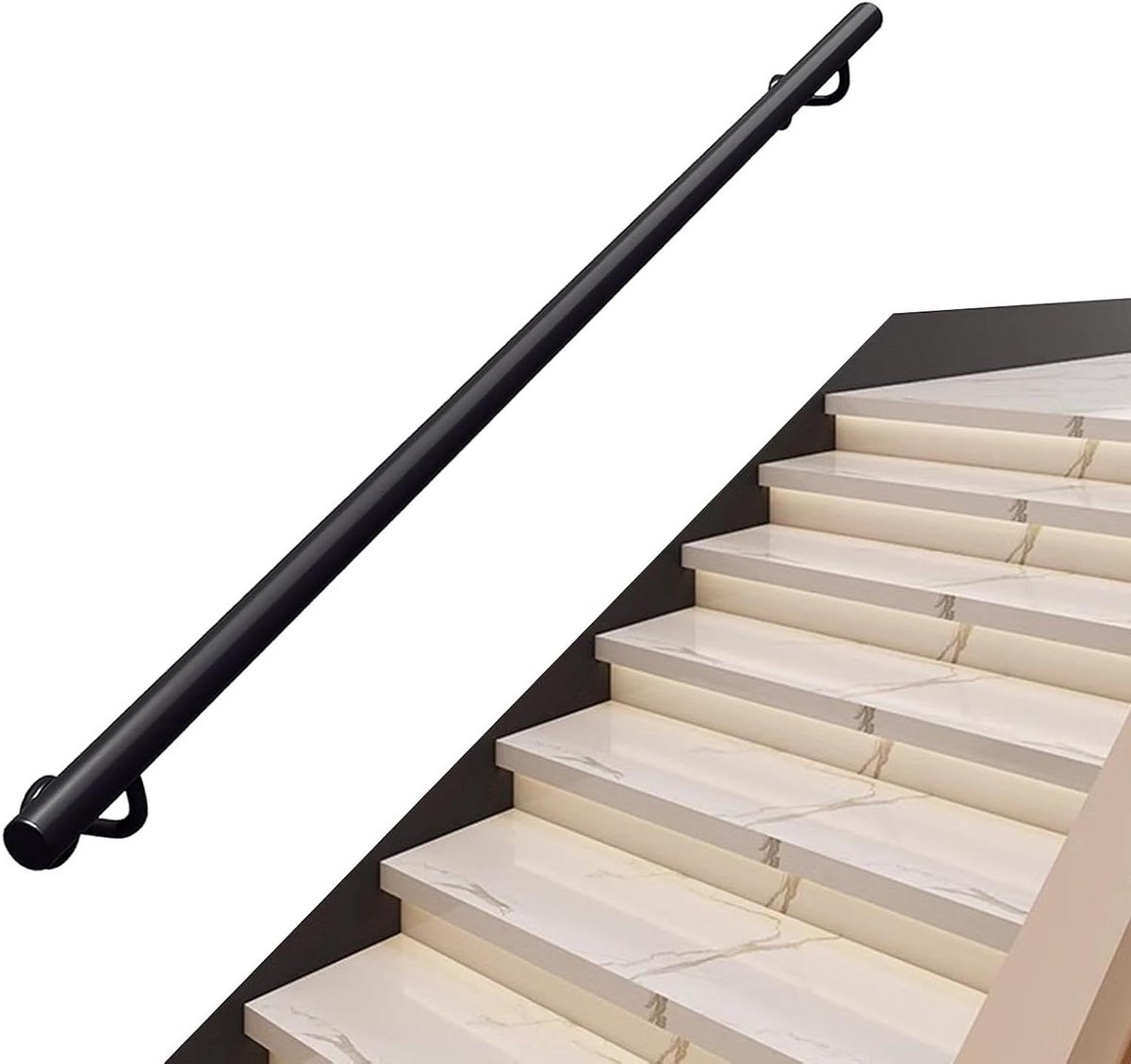 Leuning voor trap - Steunbeugel gang - Veilig traplopen - Gladde afwerking - 100cm - Zwart
