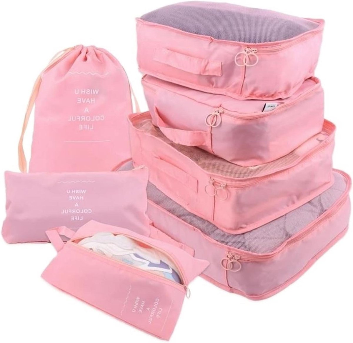 Reis Organizer Set - Koffer Organizers - Kleding Opbergen - Lichtgewicht Nylon - 7 Delig - Blauw