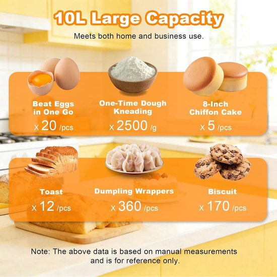 Keukenrobot - Keukenmachine mixer - Bakken en koken - 3-in-1 multifunctioneel - 10L kom - Wit — afbeelding 2