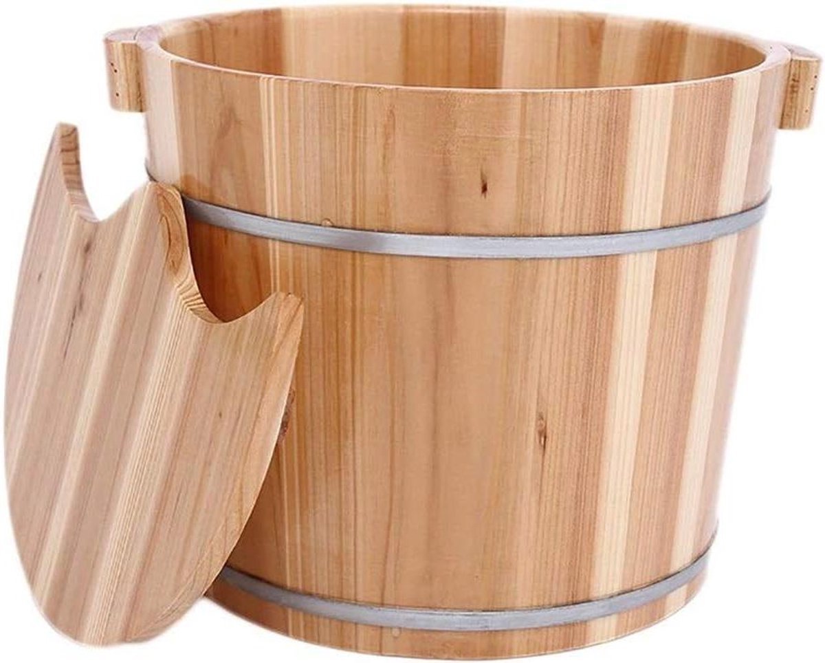 Houten Voetenbad - Massage Kuip - Voet Ontspanning - Handgemaakt Design - 36x30x29cm - Bruin