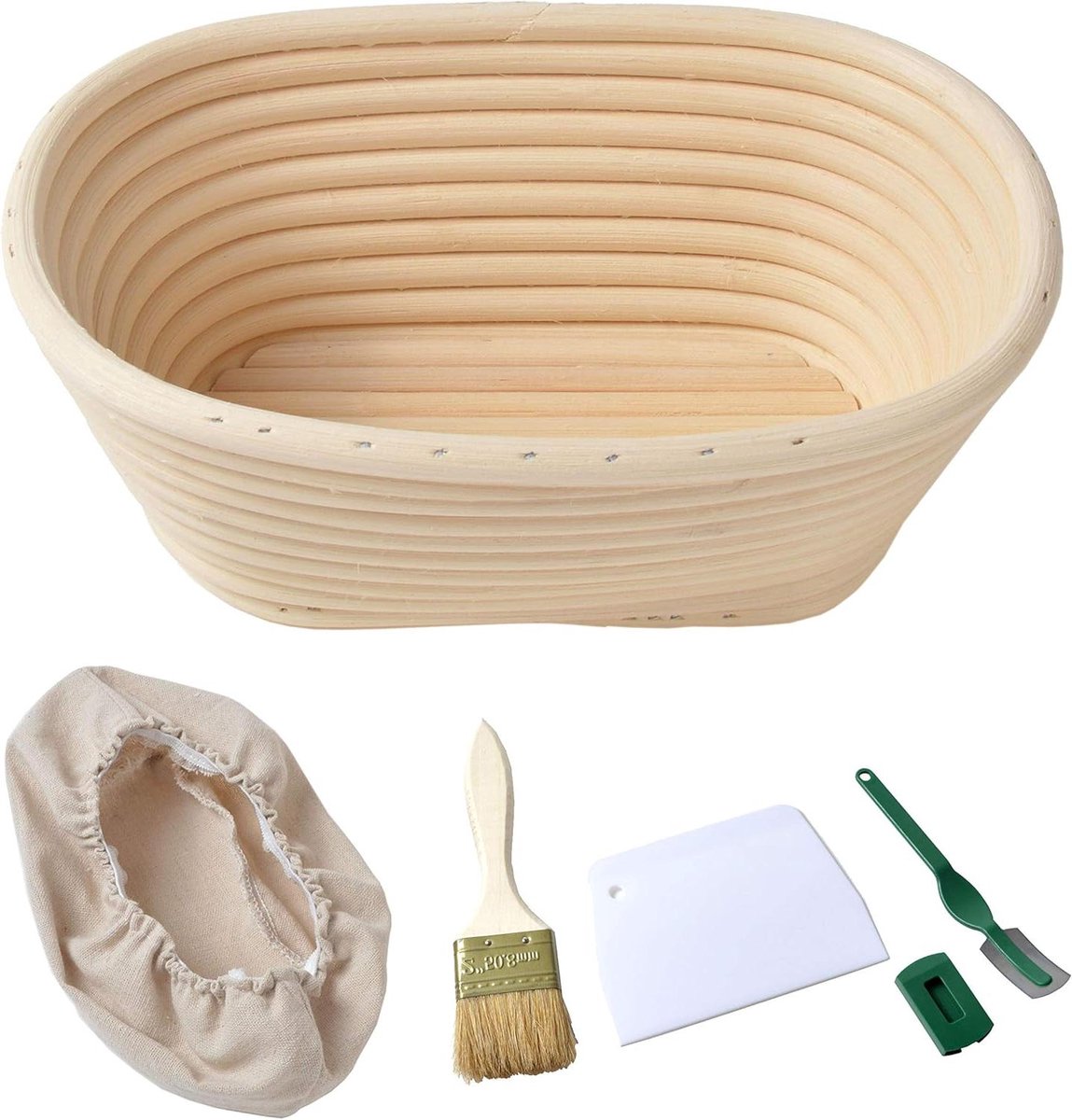 Rijsmand Brood - Bakvorm Deeg - Brood Bakken - Handgemaakt Rotan - 17 x 12 x 6 cm - Natuurlijk