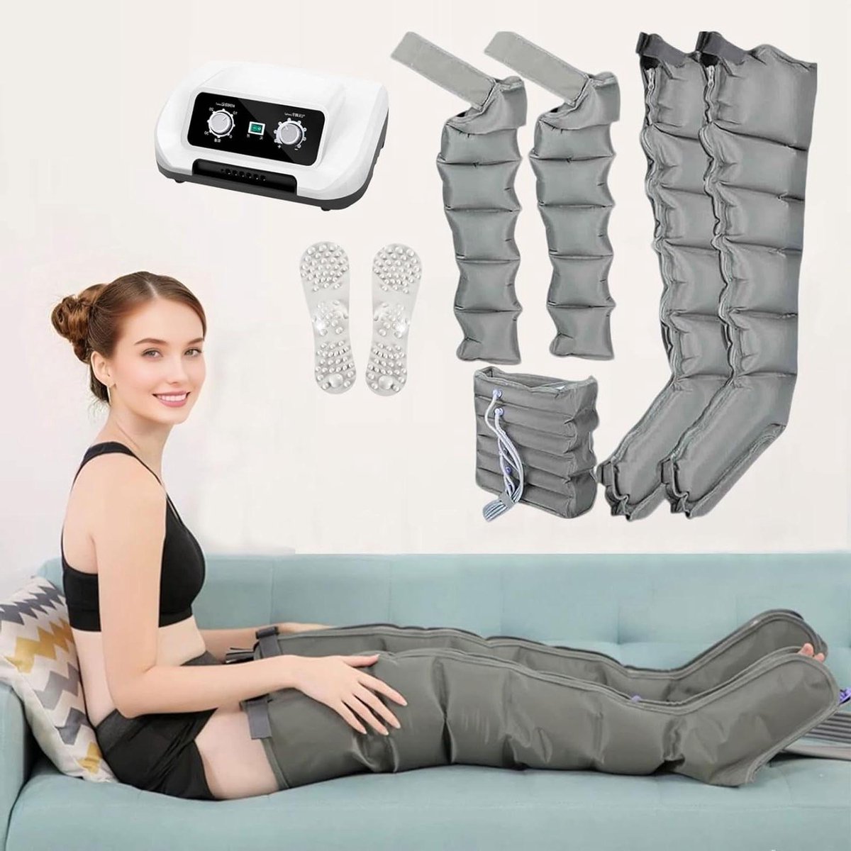 Lucht Druk Massager - Compressie Therapie - Spierherstel Bevorderen - Stil Compressor Ontwerp - 2 Benen 2 Armen - Zwart