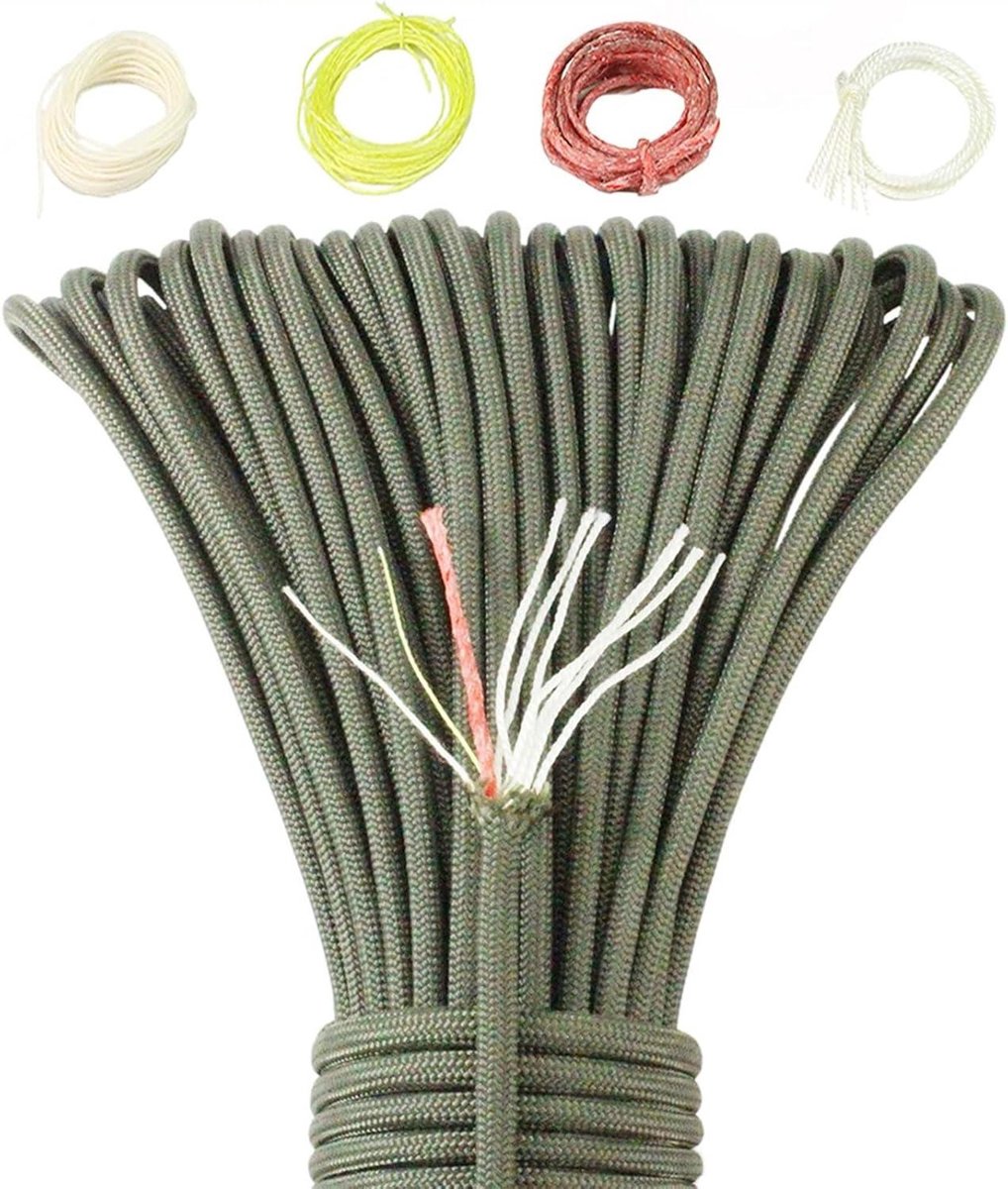 Paracord Touw - Survival Koord - Buiten Kamperen - Sterke Katoenvezel - 10 Meter - Legergroen