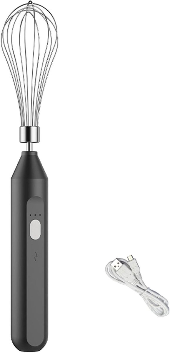 Elektrische Mixer Draadloze Klopper Keuken Koken 3 Snelheden Instelbaar USB Oplaadbaar Zwart