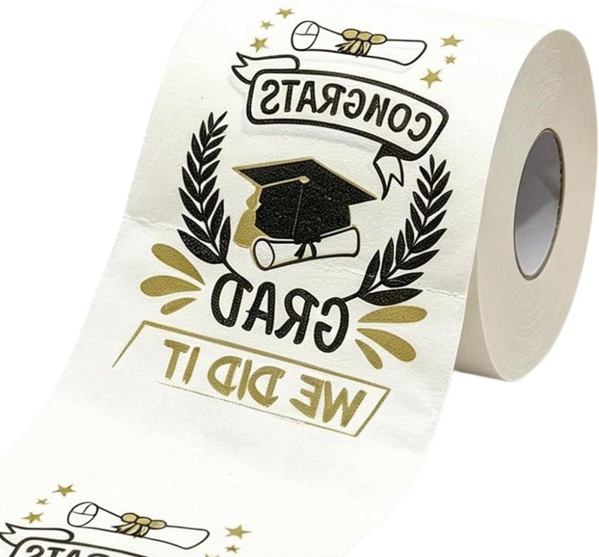 Toiletpapier felicitatie - Afstudeerpapier Grappig - Feestelijke Decoratie - Heldere Print - 3 Lagen - Wit