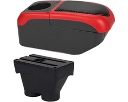 Auto Armsteun - Middenconsole Opbergbox - Comfortabel Rijden - Extra Opbergruimte - Dubbellaags - Zwart Rood