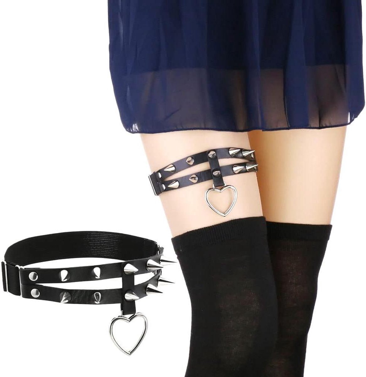 Hoge Kousenband - Beenaccessoire - Feestelijke Outfit - Uniek Design - Elastisch - Zwart