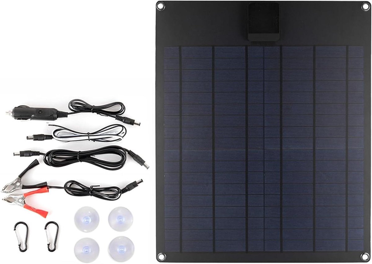 Draagbaar Zonnepaneel - Flexibele Kit - Energie Opladen - Dubbele USB Poorten - 300 Watt - Zwart