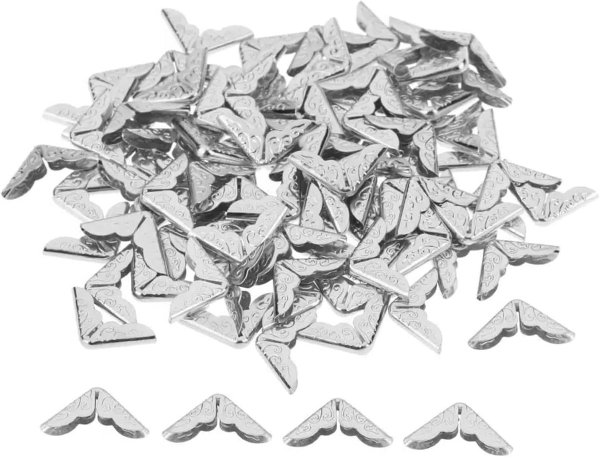 Bevestiging van fotohoekjes, Metalen hoekbeschermers for boeken, plakboeken, albums, 100 stuks, meerkleurig, 8 mm(Silver)