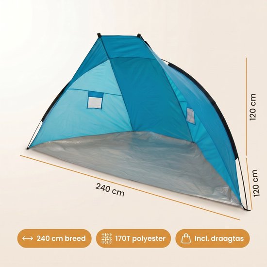 Cheqo® Strandtent - Beachshelter - Beach Shelter - Windscherm - Strandtentje - Zonnescherm - Schaduwtent met UV Bescherming - Strandscherm - Strand Tent - Strandschelp voor Kinderen - Strand en Camping van Cheqo — afbeelding 3