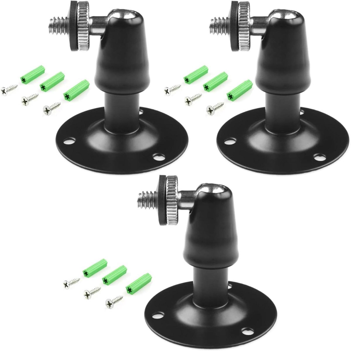 Camera Bevestiging - Muurbeugel Sensor - Veilige Beveiliging - 360 Graden Rotatie - 3 Stuks - Zwart