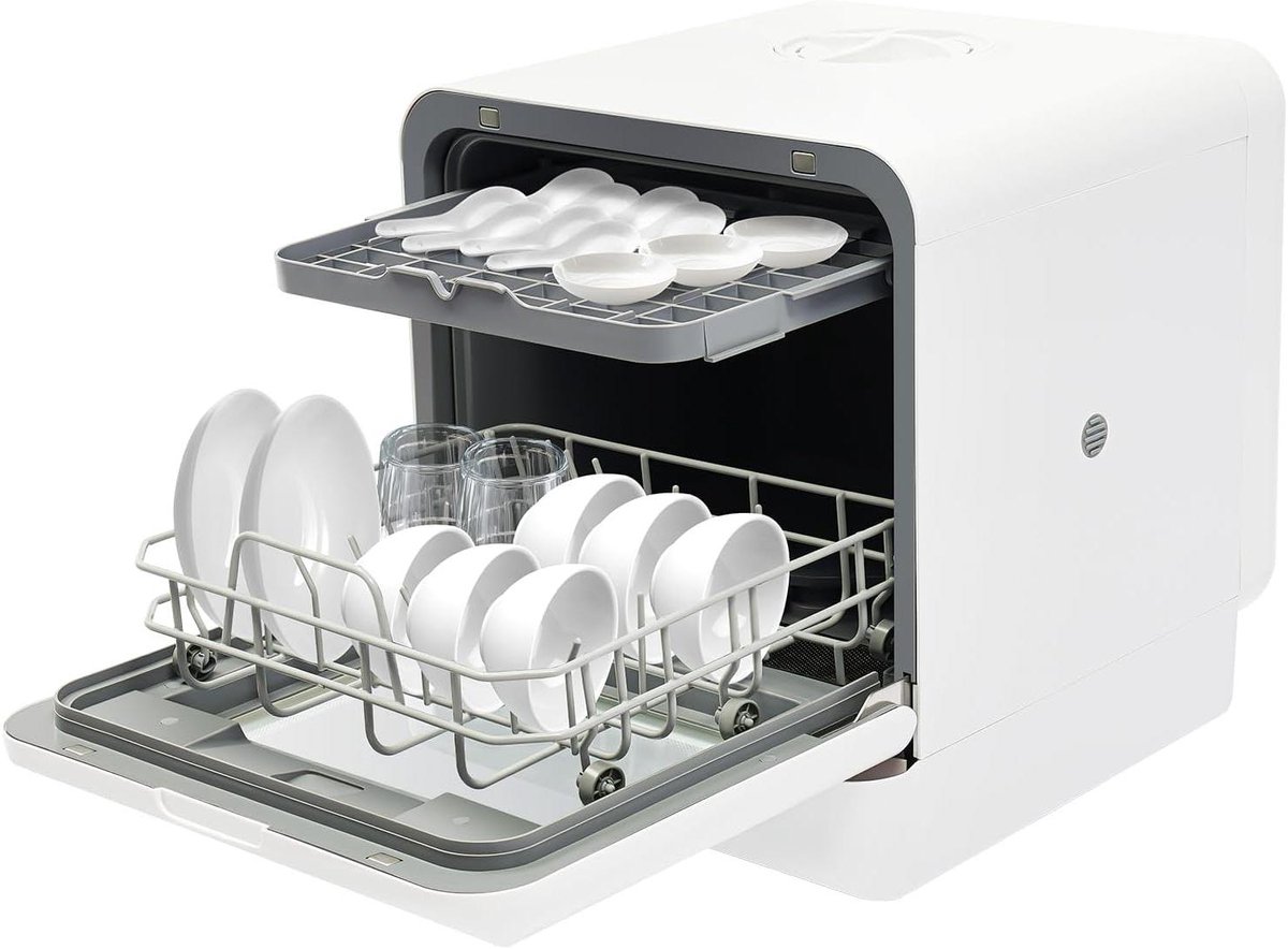 Tafelvaatwasser Mini vaatwasser Kleine keuken Dubbele reiniging 41 x 46 x 46 cm Wit