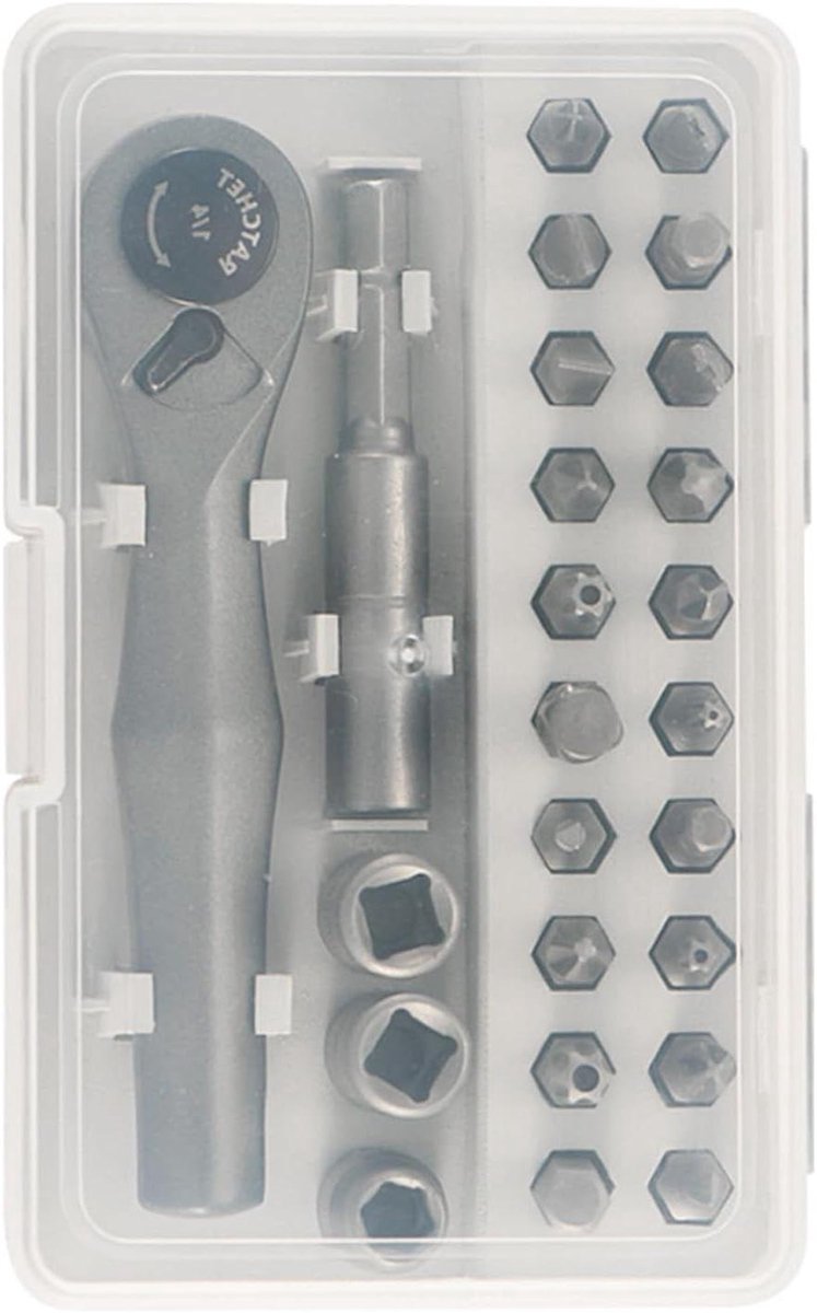 Ratel Schroevendraaier Set - Schroef Bit Driver - Reparatie en Montage - Snelontgrendeling - 25-in-1 - Metaal